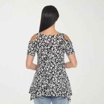 White Mark Womens Scoop Neck Short Sleeve Tunic Top