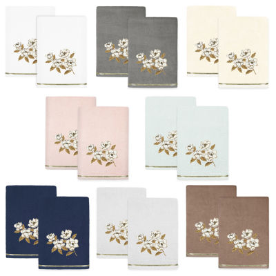 Linum Home Textiles Maggie 2-pc. Embellished Floral Bath Towel