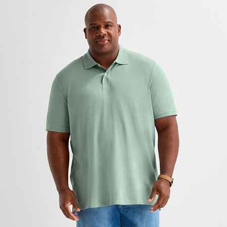 St. John's Bay Premium Stretch Big And Tall Mens Classic Fit Short Sleeve Polo Shirt In Green