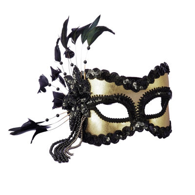 Womens Carnival Black/Gold Mask Costume Accessory