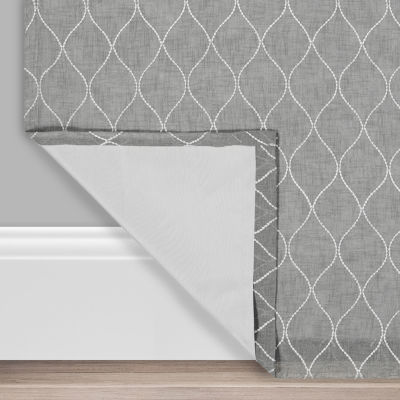 Eclipse Nora Geometric Embroidery Rod Pocket Back Tab Blackout Single Curtain Panel