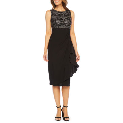 Maya Brooke 3/4 Sleeve Sequin Jacket Dress