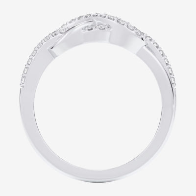 (G-H / Si1-Si2) Womens 1/5 CT. Lab Grown White Diamond 10K Gold Infinity Bypass  Cocktail Ring