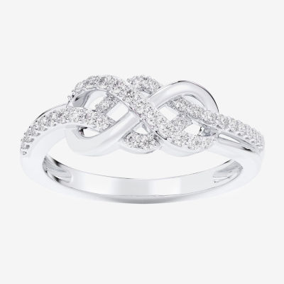 (G-H / Si1-Si2) Womens 1/5 CT. Lab Grown White Diamond 10K Gold Infinity Bypass  Cocktail Ring