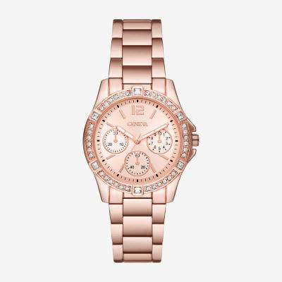 Geneva Womens Crystal Accent Rose Goldtone Bracelet Watch Fmdjm290