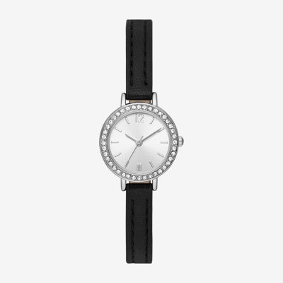 Womens Crystal Accent Black Strap Watch Fmdjo293