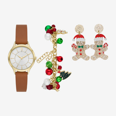 Christmas Sets Womens Brown 4-pc. Watch Boxed Set Fmdjps201