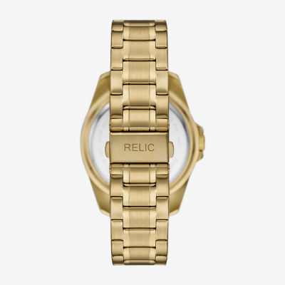 Relic By Fossil Mens Gold Tone Stainless Steel Bracelet Watch Zr12668
