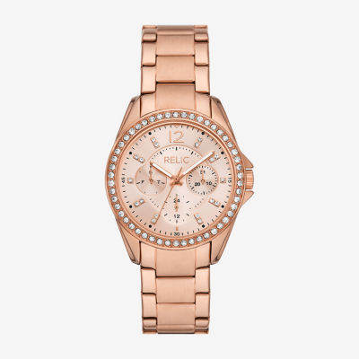 Relic By Fossil Womens Rose Goldtone Stainless Steel Bracelet Watch Zr16023