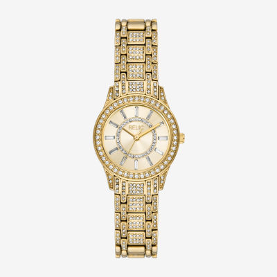 Relic By Fossil Womens Gold Tone Bracelet Watch Zr34651