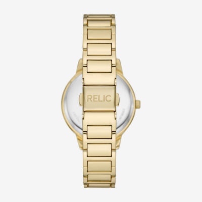 Relic By Fossil Womens Gold Tone Bracelet Watch Zr97011