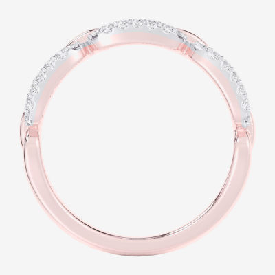 (G-H / Si1-Si2) Womens 1/4 CT. T.W. Lab Grown White Diamond 10K Rose Gold Cocktail Ring