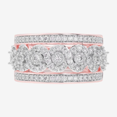 (G-H / Si1-Si2) Womens 1 CT. T.W. Lab Grown White Diamond 10K Rose Gold Band