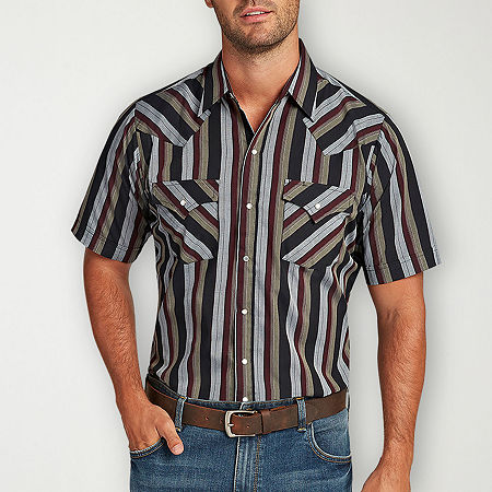 Ely Cattleman Stripe Mens Short Sleeve Western Shirt, X-large, Red