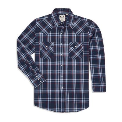 Ely Cattleman Plaid Mens Long Sleeve Western Shirt