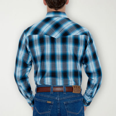 Ely Cattleman Plaid Big and Tall Mens Long Sleeve Western Shirt