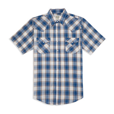 Ely Cattleman Plaid Mens Short Sleeve Western Shirt