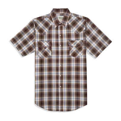 Ely Cattleman Plaid Mens Short Sleeve Western Shirt