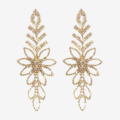 Bijoux Bar Gold Tone Womens Crystal Drop Earrings