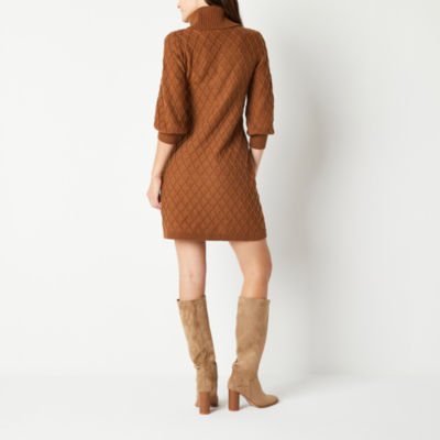 Jessica Howard Womens Long Sleeve Sweater Dress