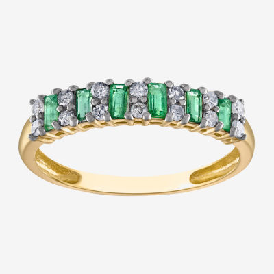 1/5 CT. T.W. Genuine Green Emerald 10K Gold Band