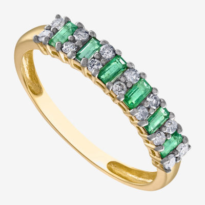 1/5 CT. T.W. Genuine Green Emerald 10K Gold Band