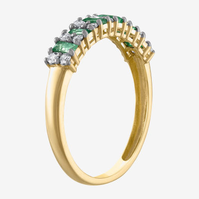 1/5 CT. T.W. Genuine Green Emerald 10K Gold Band