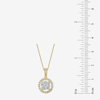 Womens 1/2 CT. T.W. Natural White Diamond 14K White or Yellow Gold Round Pendant Necklace