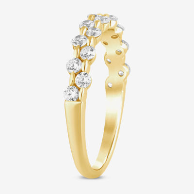 (I / Si2) Womens 1/2 CT. T.W. Lab Grown White Diamond 10K Gold Wedding Band