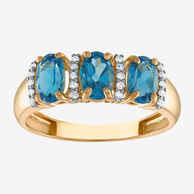 2MM 1/10 CT. T.W. Genuine Blue Topaz 10K Gold Oval Band