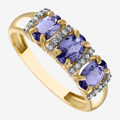 2MM 1/10 CT. T.W. Genuine Purple Tanzanite 10K Gold Oval Band