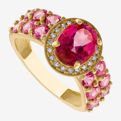 Womens 1/10 CT. T.W. Genuine Pink Topaz 10K Gold Round Cocktail Ring