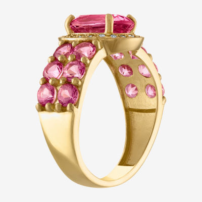 Womens 1/10 CT. T.W. Genuine Pink Topaz 10K Gold Round Cocktail Ring