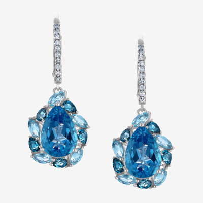 1/10 CT. T.W. Genuine Blue Topaz Sterling Silver Pear Drop Earrings