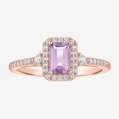 Yes, Please! Womens Genuine Purple Amethyst 14K Rose Gold Over Silver Sterling Silver Cocktail Ring