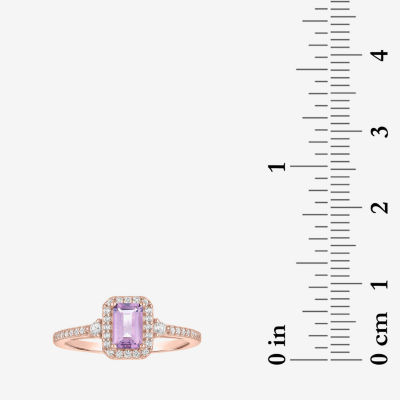 Yes, Please! Womens Genuine Purple Amethyst 14K Rose Gold Over Silver Sterling Silver Cocktail Ring