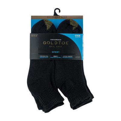 Gold Toe Athletic Sport 6 Pair Big and Tall Quarter Ankle Socks Mens