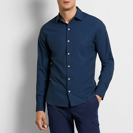 Van Heusen Mens Long Sleeve Camp Shirt, X-large, Blue
