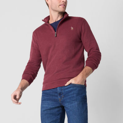U.S. Polo Assn. Mens Mock Neck Long Sleeve Big and Tall Quarter-Zip Pullover