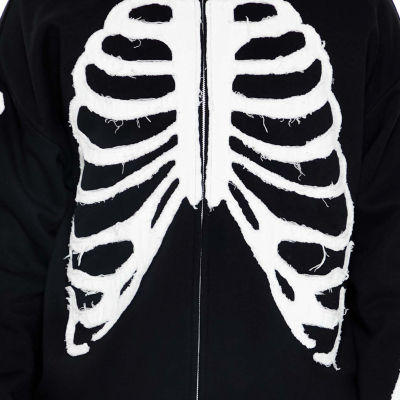 Forever 21 Mens Long Sleeve Skeleton Zipper Hoodie