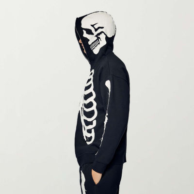 Forever 21 Mens Long Sleeve Skeleton Zipper Hoodie