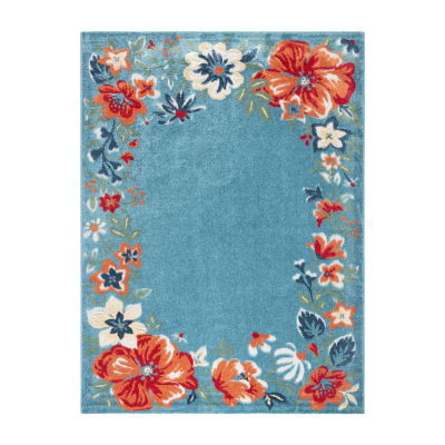 Town And Country Hibiscus Floral Outdoor Indoor Rectangular Area Rug