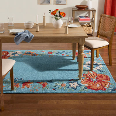 Town And Country Hibiscus Floral Outdoor Indoor Rectangular Area Rug