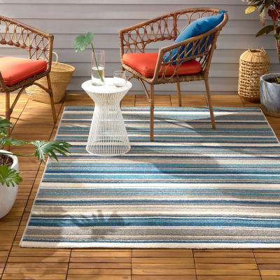 Town And Country Rio Stripe Outdoor Indoor Rectangular Area Rug