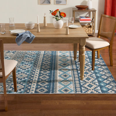 Town And Country Dahlia Pattern Outdoor Indoor Rectangular Area Rug