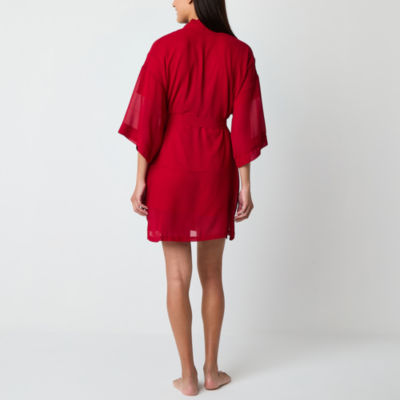 Ambrielle Chiffon Womens Long Sleeve Knee Length Robe