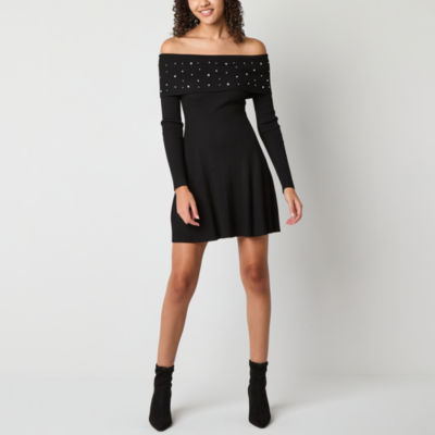 by&by Womens Juniors Long Sleeve Sweater Dress