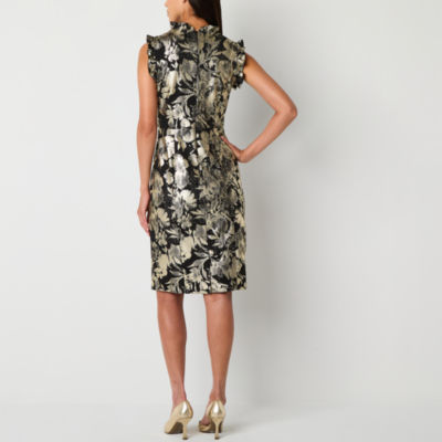 Studio 1 Womens Sleeveless Floral Sheath Dress