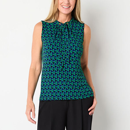 Liz Claiborne Womens Sleeveless Blouse, Small, Green