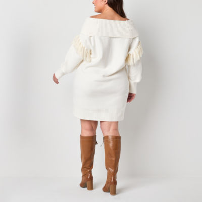 Frye and Co. Womens Plus Long Sleeve Sweater Dress